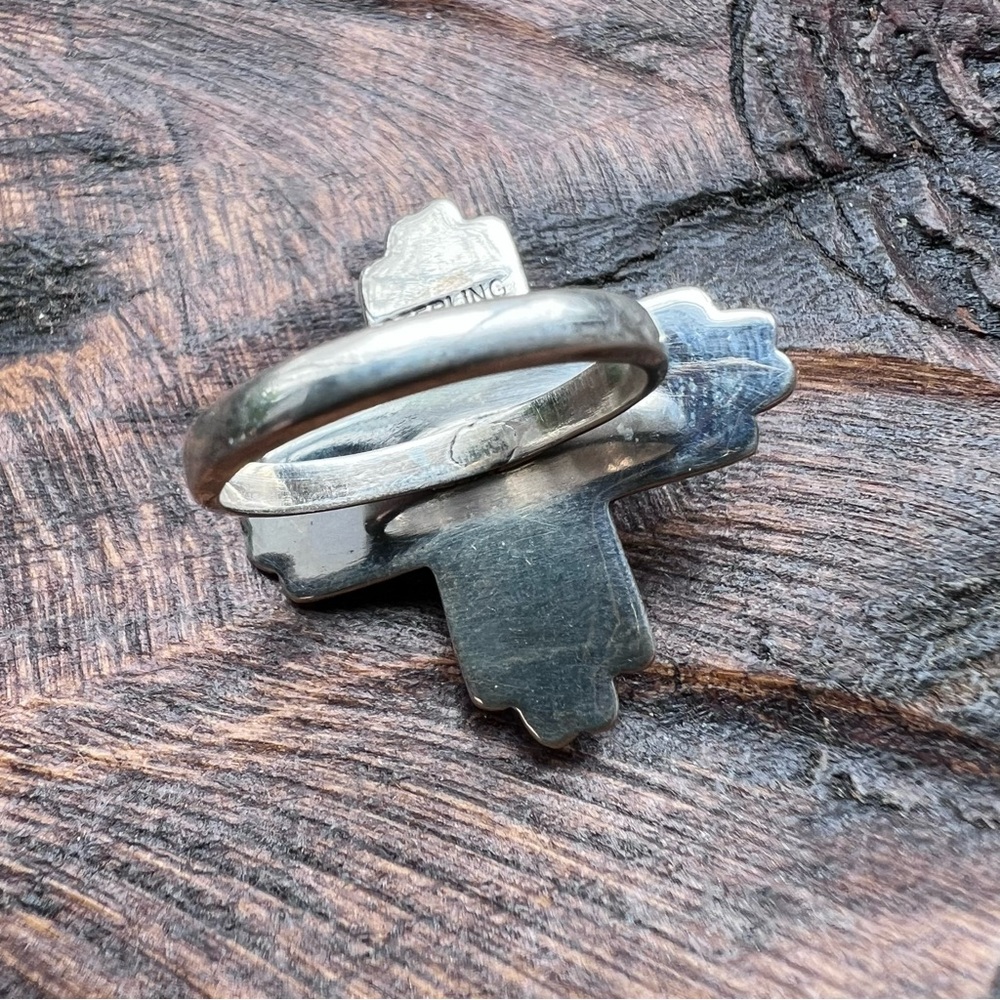 925 Sterling Silver & Pink Conch Zia Ring Size 7 • Southwestern • - Picture 4 of 12